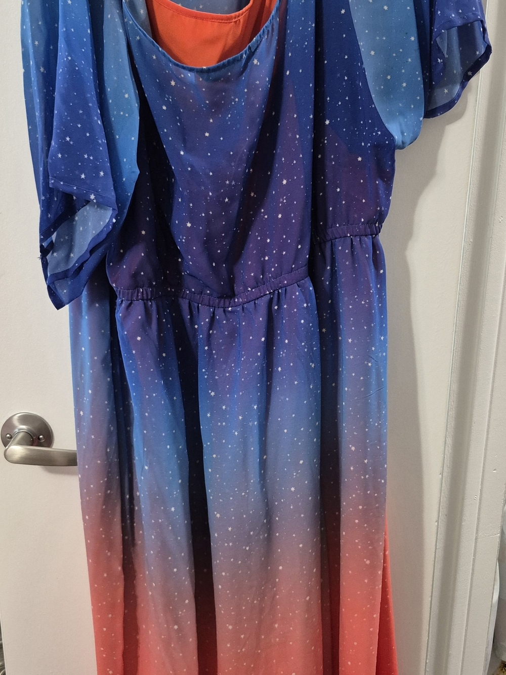 eshakti Gradient Star Midi Dress in Blue and Coral
